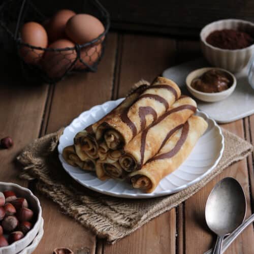 Des crêpes zébrées au cacao et à la noisette pour le goûter