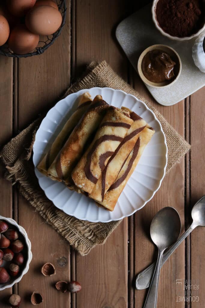 Des crêpes zébrées vues de dessus